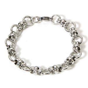 Planet Gates Style1-18.5cm long 304 Stainless Steel Link Chain Men Bracelets Silver Color Men'S Cuff Wristband Metal Bracelet For Women Punk Gift No Fade1Piece