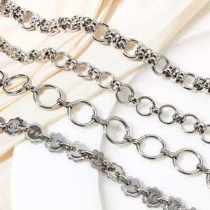 Planet Gates Style1-18.5cm long 304 Stainless Steel Link Chain Men Bracelets Silver Color Men'S Cuff Wristband Metal Bracelet For Women Punk Gift No Fade1Piece