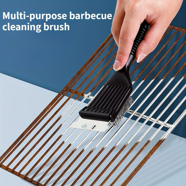 Planet Gates Style1 1pc Grill Cleaner Portable Deep Cleaning Steel Brush Plastic Handle BBQ Cleaning Brush BBQ Accessories Kitchen Gadgets, 20.32cm, School Supplies, Back To School