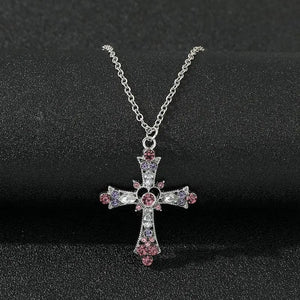 Planet Gates style6 Y2K Punk Crystal Big Cross Pendant Necklaces for Women Men Gothic Irregular Cross Clavicle Chain Necklaces Aesthetic Jewelry