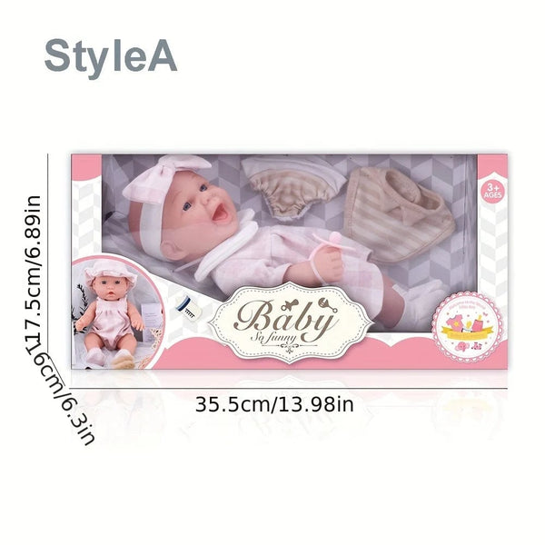 Planet Gates StyleA 12''/30cm Baby Doll Playset in Gift Box with Accessories Pink Pacifier, Vinyl Reborn Doll Toy, Christmas Gift for Girl Boy Kid