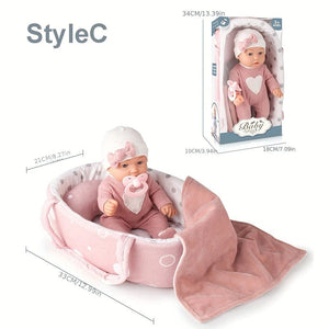 Planet Gates StyleC 12''/30cm Baby Doll Playset in Gift Box with Accessories Pink Pacifier, Vinyl Reborn Doll Toy, Christmas Gift for Girl Boy Kid