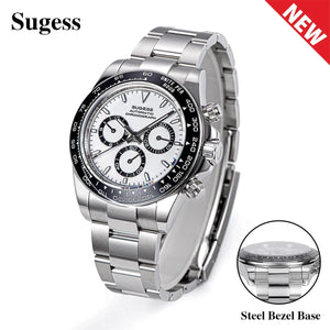 Planet Gates Sugess Panda Chronograph Movement Automatic Mechanical Chronograph Wristwatch Waterproof Diving Men Watches Ceramic Bezel Tona