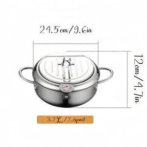 Planet Gates Suitable For 3-4 People 1pc Deep Fryer, Frying Pan With Lid, Stainless Steel Fryer With Temperature Control And Oil Drop Filter Rack, Suitable For Kitchen French Fries, Chicken And More, Gas Stove Electromagnetic Stove Universal, Kitchen Cookware