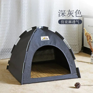 Planet Gates Summer-Dark Gray / L-52x52x42cm PUPCA Pet Cat Tent Cave Hut Cat Sleep House For Kitten Puppy Playpen Cage Basket Cat Nesk Kennel Small Dog House Bed Chihuahua