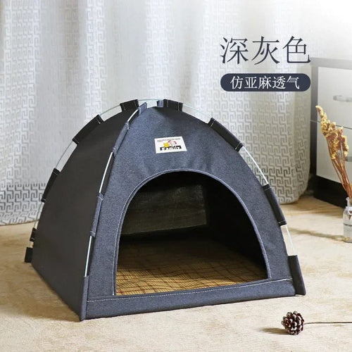Planet Gates Summer-Dark Gray / L-52x52x42cm PUPCA Pet Cat Tent Cave Hut Cat Sleep House For Kitten Puppy Playpen Cage Basket Cat Nesk Kennel Small Dog House Bed Chihuahua