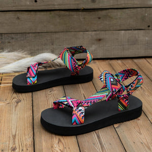 Planet Gates Summer Flat Women's Shoes Hemp Rope Set Foot Beach Sandals Outdoor All-match Casual Slippers Large Size Women Sandals