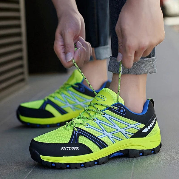 Planet Gates Summer Green Men Hiking Shoes Outdoor Non-slip Low Men Sport Sneakers for Trekking Climbing Breathable Mesh Walking Trainers Men