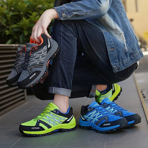 Planet Gates Summer Green Men Hiking Shoes Outdoor Non-slip Low Men Sport Sneakers for Trekking Climbing Breathable Mesh Walking Trainers Men