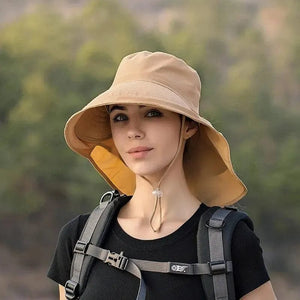 Planet Gates Summer Hats for Women Outdoor UV Anti Neck Protection Sun Visors for Lady Fishing Hiking Wide Brim Shawl Sunscreen Ponytail Cap