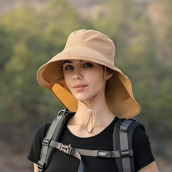 Planet Gates Summer Hats for Women Outdoor UV Anti Neck Protection Sun Visors for Lady Fishing Hiking Wide Brim Shawl Sunscreen Ponytail Cap