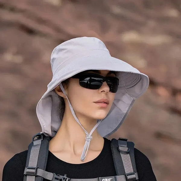 Planet Gates Summer Hats for Women Outdoor UV Anti Neck Protection Sun Visors for Lady Fishing Hiking Wide Brim Shawl Sunscreen Ponytail Cap