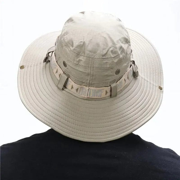 Planet Gates Summer Men Bucket Hat Outdoor UV Protection Wide Brim Panama Safari Hunting Hiking Hat Mesh Fisherman Hat Beach Sunscreen Cap