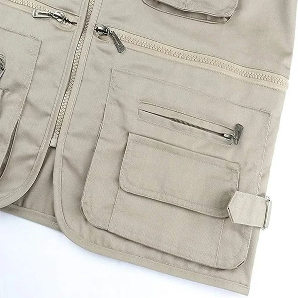 Planet Gates Summer Men Tactical Hiking Fishing Vest Multi-pocket Photographer Waistcoat Outdoor Leisure Male Thin Cargo Jacket Vests S-6XL