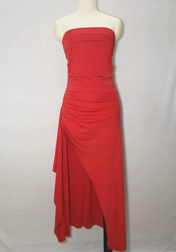 Planet Gates Summer Sexy Tube Top High Slit Backless Dress Ruffled Off-Shoulder Sleeveless Slim Elegant Elegant High-End Club Party Long Skirt Evening Dress Wedding Dress