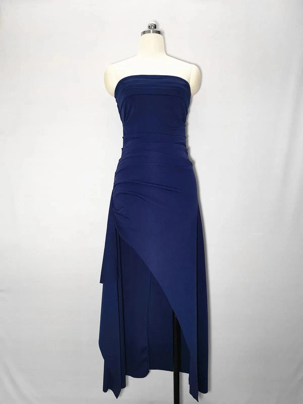 Planet Gates Summer Sexy Tube Top High Slit Backless Dress Ruffled Off-Shoulder Sleeveless Slim Elegant Elegant High-End Club Party Long Skirt Evening Dress Wedding Dress