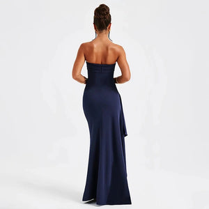 Planet Gates Summer Sexy Tube Top High Slit Backless Dress Ruffled Off-Shoulder Sleeveless Slim Elegant Elegant High-End Club Party Long Skirt Evening Dress Wedding Dress