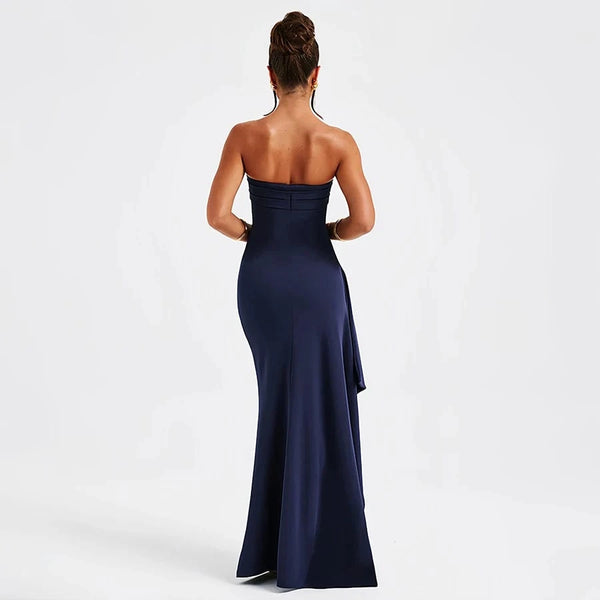 Planet Gates Summer Sexy Tube Top High Slit Backless Dress Ruffled Off-Shoulder Sleeveless Slim Elegant Elegant High-End Club Party Long Skirt Evening Dress Wedding Dress