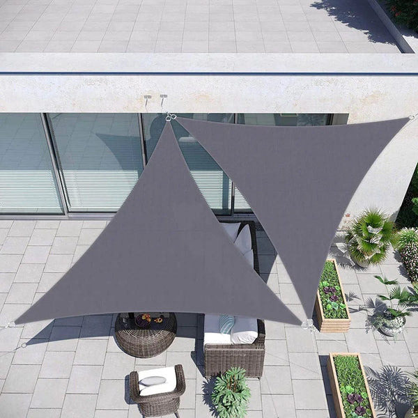 Planet Gates Sun Shelters Portable Triangle Sun Shape Sail UV Protection Outdoor Sunscreen Awning Canopy Beach Waterproof Tent Tarp Gray