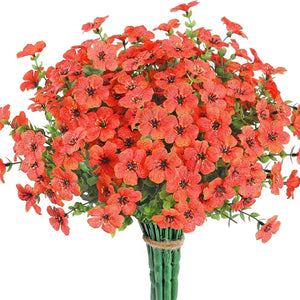 Planet Gates Sunset Red / 36.83cm 2/4pcs, Artificial Flowers, Yellow Bulk Outdoor UV Resistant Fake Plants For Outside No Fade Fall Flowers Greenery Shrubs For Hanging Basket Planters, Window Outdoor Garden Yard Decor, Home Room Scene Decor