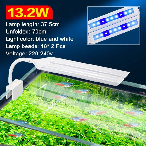 Planet Gates Super Bright Clip Lamp LED Aquarium Light for Aquatic Plant Grow Fish Tank Full Spectrum Timing Lamp 220-240V 30~70CM 4W 8W 13W