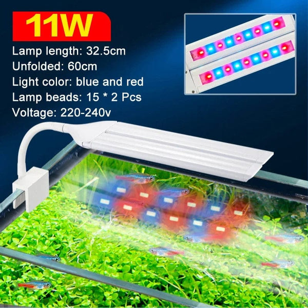 Planet Gates Super Bright Clip Lamp LED Aquarium Light for Aquatic Plant Grow Fish Tank Full Spectrum Timing Lamp 220-240V 30~70CM 4W 8W 13W