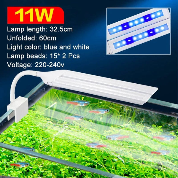 Planet Gates Super Bright Clip Lamp LED Aquarium Light for Aquatic Plant Grow Fish Tank Full Spectrum Timing Lamp 220-240V 30~70CM 4W 8W 13W