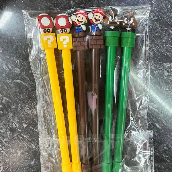 Planet Gates Super Mario Bros Black Ink Neutral Pen 0.5mm Gel Pen Cartoon Student School Supplies Stationery Pens Children's Gift