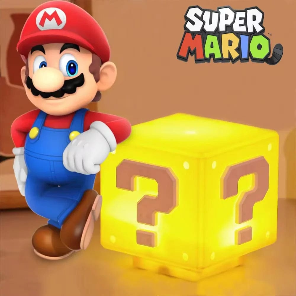 Planet Gates Super Mario LED Question Mark Night Light with Music Anime PeripheralsToad Children Bedroom Bedside Lamp USB Charging Gifts