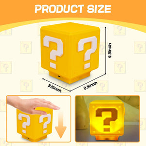 Planet Gates Super Mario LED Question Mark Night Light with Music Anime PeripheralsToad Children Bedroom Bedside Lamp USB Charging Gifts