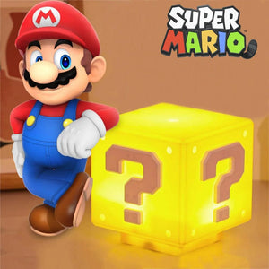 Planet Gates Super Mario LED Question Mark Night Light with Music Anime PeripheralsToad Children Bedroom Bedside Lamp USB Charging Gifts