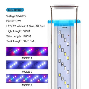Planet Gates Super Slim LED Aquarium ledlight RGB Aquatic Plant Light 18-58CM Extensible Clip for Fish Tank 90-260V Color Lights
