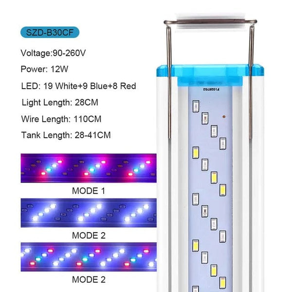 Planet Gates Super Slim LED Aquarium ledlight RGB Aquatic Plant Light 18-58CM Extensible Clip for Fish Tank 90-260V Color Lights