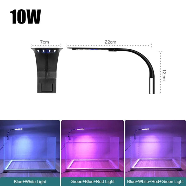 Planet Gates Super Slim LED Aquarium Light Lighting plants Grow Light 5W/10W/15W Aquatic Plant Lighting Waterproof Clip-on Lamp For Fish Tank