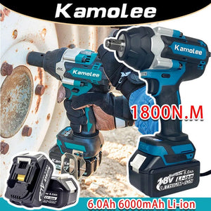 Planet Gates 【Super Torque】Kamolee 1800N.m  DTW700 Electric Impact Wrench High Torque 1/2 Inch Compatible With 18V Makita Battery