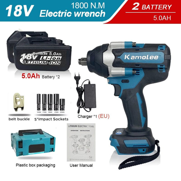 Planet Gates 【Super Torque】Kamolee 1800N.m  DTW700 Electric Impact Wrench High Torque 1/2 Inch Compatible With 18V Makita Battery