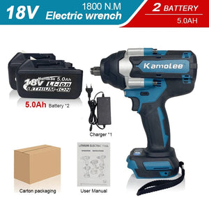 Planet Gates 【Super Torque】Kamolee 1800N.m  DTW700 Electric Impact Wrench High Torque 1/2 Inch Compatible With 18V Makita Battery