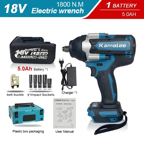 Planet Gates 【Super Torque】Kamolee 1800N.m  DTW700 Electric Impact Wrench High Torque 1/2 Inch Compatible With 18V Makita Battery
