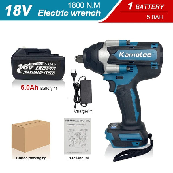 Planet Gates 【Super Torque】Kamolee 1800N.m  DTW700 Electric Impact Wrench High Torque 1/2 Inch Compatible With 18V Makita Battery
