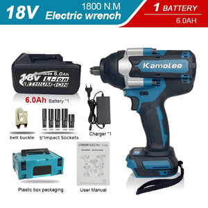 Planet Gates 【Super Torque】Kamolee 1800N.m  DTW700 Electric Impact Wrench High Torque 1/2 Inch Compatible With 18V Makita Battery