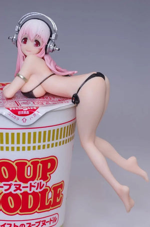 Planet Gates SUPERSONICO / No box 10CM Anime Figure Super Sonico PVC Action Figurine Model Toy Cake Decor Swimsuit Dress Up SoniComi Noodle Stopper Figure Gift