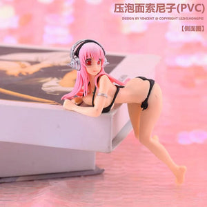 Planet Gates SUPERSONICO / No box 10CM Anime Figure Super Sonico PVC Action Figurine Model Toy Cake Decor Swimsuit Dress Up SoniComi Noodle Stopper Figure Gift
