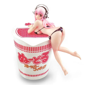 Planet Gates SUPERSONICO / No box 10CM Anime Figure Super Sonico PVC Action Figurine Model Toy Cake Decor Swimsuit Dress Up SoniComi Noodle Stopper Figure Gift