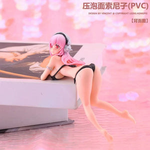 Planet Gates SUPERSONICO / No box 10CM Anime Figure Super Sonico PVC Action Figurine Model Toy Cake Decor Swimsuit Dress Up SoniComi Noodle Stopper Figure Gift