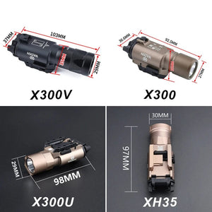 Planet Gates Surefir Tactical X300 X300U Ultra X300V XH35 Metal Pistol Gun Strobe LED Light Fit 20mm Rail Airsoft Weapon Hunting Flashlight