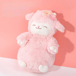 Planet Gates Sweet White Sheep Lam Hold Tulip Flower Soft Stuffed Hug Doll Plush Toy Kid Girl Birthday Christmas Gift 1pc