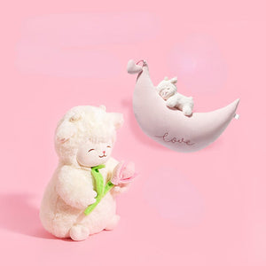 Planet Gates Sweet White Sheep Lam Hold Tulip Flower Soft Stuffed Hug Doll Plush Toy Kid Girl Birthday Christmas Gift 1pc