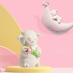 Planet Gates Sweet White Sheep Lam Hold Tulip Flower Soft Stuffed Hug Doll Plush Toy Kid Girl Birthday Christmas Gift 1pc