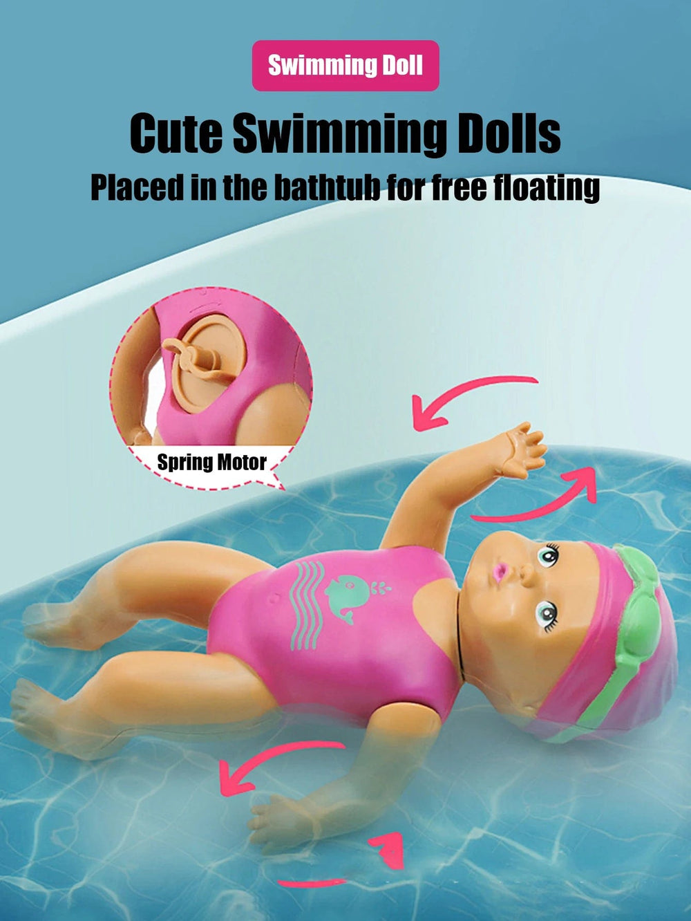 Planet Gates Swimming Doll / Other 1pcs 6 Inch Mini Swimming Doll Kids Bathroom Bath Toy Baby Bathtub Toy on chain automatic Swimming Little Doll
