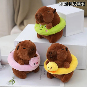Planet Gates Swimming Ring Capybara Plush Capybara Keychain Stuffed Animals Cute Toy Capybara Bag Pendant Headgear Capybara Doll